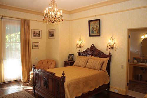 Bedroom in French manse located outside Martinez, CA